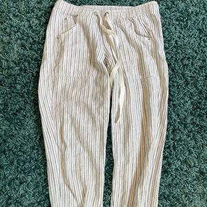 Cream and black striped trousers from Calvin Klein